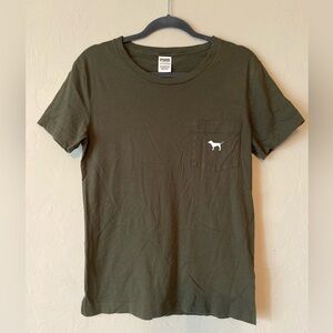 PINK Victorias Secret Green graphic tee top XS
